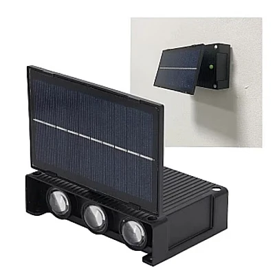 Lampa Solara de perete dubla cu panou solar 6 LED montaj pe perete iluminare sus/jos Lampa Solara de perete dubla cu panou solar 6 LED montaj pe perete iluminare sus/jos