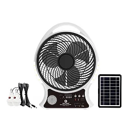 Ventilator Q F620 cu incarcare solara AC DC 18W 35cm 2 becuri led powerbank bluetooth radio FM USB