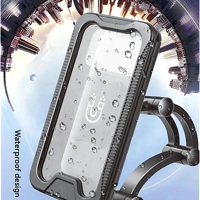 Suport de telefon pentru moto / bicicleta impermeabil cu carcasa si rotire S806 Suport de telefon pentru moto / bicicleta impermeabil cu carcasa si rotire S806