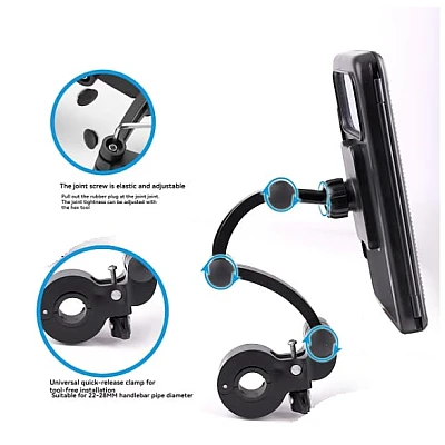 Suport de telefon pentru moto / bicicleta impermeabil cu carcasa si rotire S806 Suport de telefon pentru moto / bicicleta impermeabil cu carcasa si rotire S806