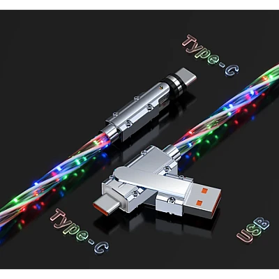 Cablu de date cu incarcare super rapida si lumina LED PD 4 in 1 Cablu de date cu incarcare super rapida si lumina LED PD 4 in 1