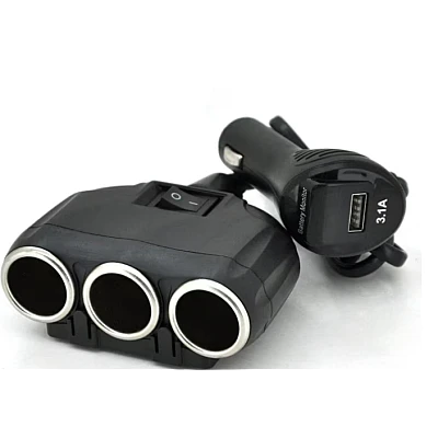 Priza auto 12V si 24V Olesson 1634 cu 4 intrari 120W negru Priza auto 12V si 24V Olesson 1634 cu 4 intrari 120W negru