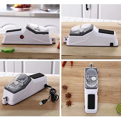 Ascutitor electric de cutite conectare USB 3 fante pentru ascutire plastic si metal Ascutitor electric de cutite conectare USB 3 fante pentru ascutire plastic si metal