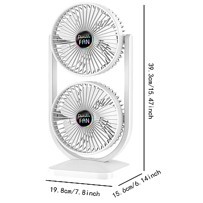 Ventilator de birou cu cap dublu silentios puternic reglabil cu 3 viteze Ventilator de birou cu cap dublu silentios puternic reglabil cu 3 viteze
