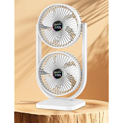 Ventilator de birou cu cap dublu silentios puternic reglabil cu 3 viteze Ventilator de birou cu cap dublu silentios puternic reglabil cu 3 viteze
