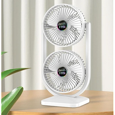 Ventilator de birou cu cap dublu silentios puternic reglabil cu 3 viteze Ventilator de birou cu cap dublu silentios puternic reglabil cu 3 viteze