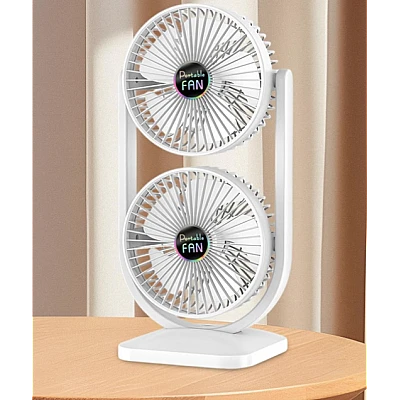 Ventilator de birou cu cap dublu silentios puternic reglabil cu 3 viteze Ventilator de birou cu cap dublu silentios puternic reglabil cu 3 viteze