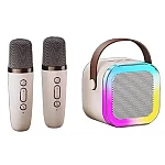 Boxa Karaoke Portabilă K12 cu 2 Microfoane Wireless LED RGB Radio FM