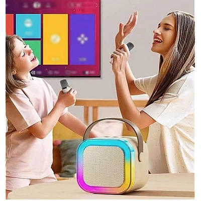 Boxa Karaoke Portabilă K12 cu 2 Microfoane Wireless LED RGB Radio FM Boxa Karaoke Portabilă K12 cu 2 Microfoane Wireless LED RGB Radio FM