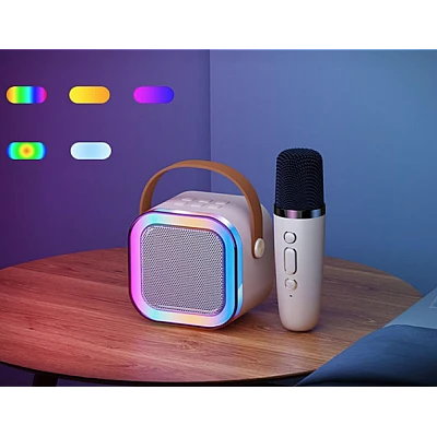 Boxa Karaoke Portabilă K12 cu 2 Microfoane Wireless LED RGB Radio FM Boxa Karaoke Portabilă K12 cu 2 Microfoane Wireless LED RGB Radio FM