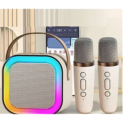 Boxa Karaoke Portabilă K12 cu 2 Microfoane Wireless LED RGB Radio FM Boxa Karaoke Portabilă K12 cu 2 Microfoane Wireless LED RGB Radio FM