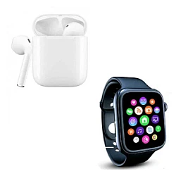 Set Ceas smartwatch inteligent si casti stereo wireless