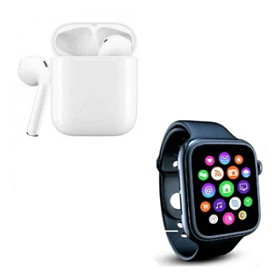 Set Ceas smartwatch inteligent si casti stereo wireless Set Ceas smartwatch inteligent si casti stereo wireless