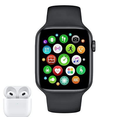 Set Ceas smartwatch inteligent si casti stereo wireless Set Ceas smartwatch inteligent si casti stereo wireless