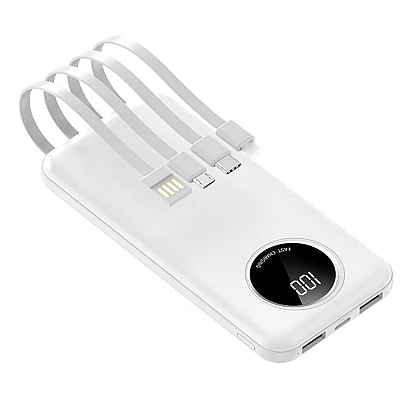 Baterie externa 20000mAh capacitate 5 iesiri si cabluri pentru smartphone si display Baterie externa 20000mAh capacitate 5 iesiri si cabluri pentru smartphone si display
