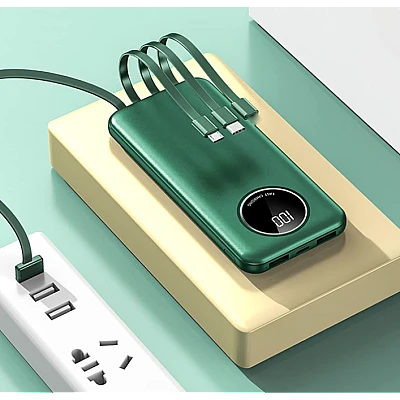 Baterie externa 20000mAh capacitate 5 iesiri si cabluri pentru smartphone si display Baterie externa 20000mAh capacitate 5 iesiri si cabluri pentru smartphone si display