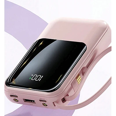 Mini Baterie externa 20000mAh Fast Charge Type C cu display si cabluri Mini Baterie externa 20000mAh Fast Charge Type C cu display si cabluri