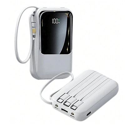 Mini Baterie externa 20000mAh Fast Charge Type C cu display si cabluri Mini Baterie externa 20000mAh Fast Charge Type C cu display si cabluri