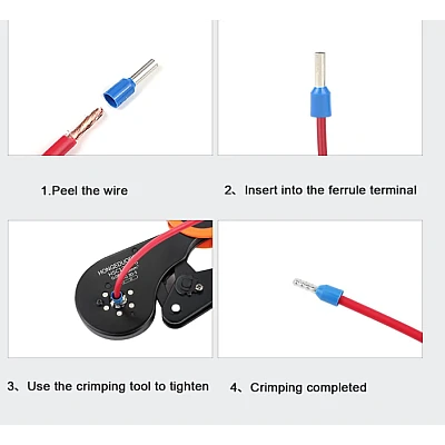Set 1200 Conectori de sertizare pentru virole de sarma Conector de linie terminala Set 1200 Conectori de sertizare pentru virole de sarma Conector de linie terminala