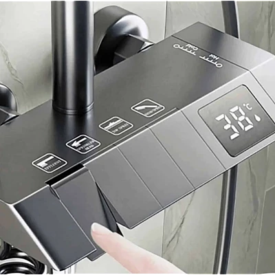 Set de dus multifunctional tip ploaie cu afisare digitala si cu termostat Set de dus multifunctional tip ploaie cu afisare digitala si cu termostat