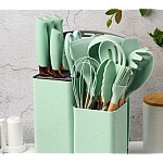 Set ustensile VERDE MENTA bucatarie 19 piese silicon alimentar cutite tocator termorezistente antiaderente suport blat VERDE MENTA Set ustensile VERDE MENTA bucatarie 19 piese silicon alimentar cutite tocator termorezistente antiaderente suport blat VERDE MENTA