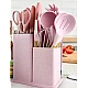Set ustensile bucatarie 19 piese silicon alimentar cutite tocator termorezistente antiaderente suport blat ROZ Set ustensile bucatarie 19 piese silicon alimentar cutite tocator termorezistente antiaderente suport blat ROZ