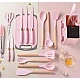 Set ustensile bucatarie 19 piese silicon alimentar cutite tocator termorezistente antiaderente suport blat ROZ Set ustensile bucatarie 19 piese silicon alimentar cutite tocator termorezistente antiaderente suport blat ROZ