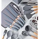 Set ustensile bucatarie 19 piese silicon alimentar cutite tocator termorezistente antiaderente suport blat GRI Set ustensile bucatarie 19 piese silicon alimentar cutite tocator termorezistente antiaderente suport blat GRI