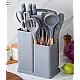 Set ustensile bucatarie 19 piese silicon alimentar cutite tocator termorezistente antiaderente suport blat GRI Set ustensile bucatarie 19 piese silicon alimentar cutite tocator termorezistente antiaderente suport blat GRI