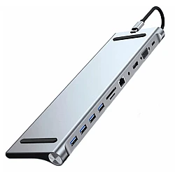 Adaptor Hub Multiport 11 in 1 USB C Docking Station pentru Laptop Q HU990