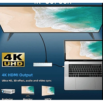 Adaptor Hub Multiport 11 in 1 USB C Docking Station pentru Laptop Q HU990 Adaptor Hub Multiport 11 in 1 USB C Docking Station pentru Laptop Q HU990