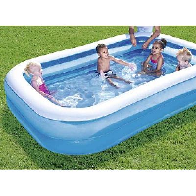 Set Piscina gonflabila dreptunghiulara 201x150x51cm 2 inele Family Pool + Pompa electrica cadou