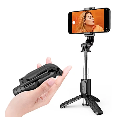 Selfie stick bluetooth cu trepied mini selfie Q11 black Selfie stick bluetooth cu trepied mini selfie Q11 black