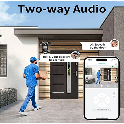 Camera de securitate Andowl G819 4G PTZ IP 8K 12MP cu lentila tripla ecran triplu detectare miscare audio bidirectional si vedere nocturna Camera de securitate Andowl G819 4G PTZ IP 8K 12MP cu lentila tripla ecran triplu detectare miscare audio bidirectional si vedere nocturna