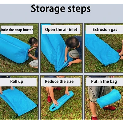 Saltea gonflabila tip sezlong Lazybag material rezistent umflare fara pompa pentru plaja/picnic/camping rucsac de depozitare Saltea gonflabila tip sezlong Lazybag material rezistent umflare fara pompa pentru plaja/picnic/camping rucsac de depozitare