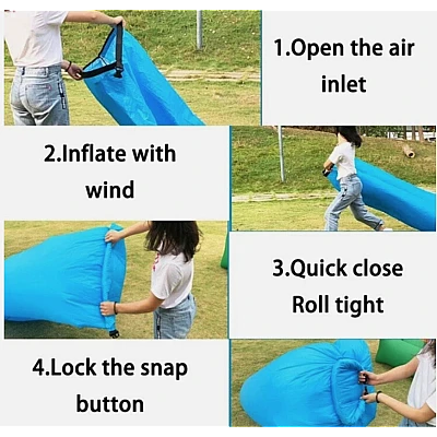 Saltea gonflabila tip sezlong Lazybag material rezistent umflare fara pompa pentru plaja/picnic/camping rucsac de depozitare Saltea gonflabila tip sezlong Lazybag material rezistent umflare fara pompa pentru plaja/picnic/camping rucsac de depozitare