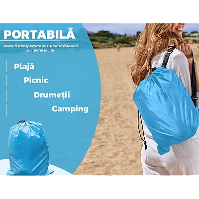 Saltea gonflabila tip sezlong Lazybag material rezistent umflare fara pompa pentru plaja/picnic/camping rucsac de depozitare Saltea gonflabila tip sezlong Lazybag material rezistent umflare fara pompa pentru plaja/picnic/camping rucsac de depozitare