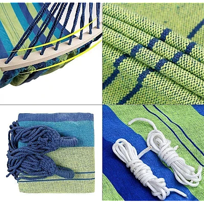 Hamac de gradina pentru o persoana multicolor 190x80 cm cu bara lemn 40 cm Hamac de gradina pentru o persoana multicolor 190x80 cm cu bara lemn 40 cm