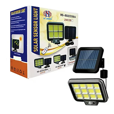 Proiector solar 288LED 50W senzor de miscare HS 8022 telecomanda 3 moduri de iluminare 12 casete Proiector solar 288LED 50W senzor de miscare HS 8022 telecomanda 3 moduri de iluminare 12 casete