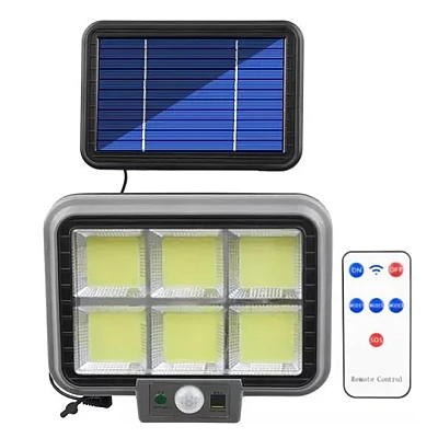 Proiector solar 294LED 50W senzor de miscare HS 8022 telecomanda 3 moduri de iluminare 6 casete Proiector solar 294LED 50W senzor de miscare HS 8022 telecomanda 3 moduri de iluminare 6 casete