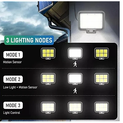 Proiector solar 294LED 50W senzor de miscare HS 8022 telecomanda 3 moduri de iluminare 6 casete Proiector solar 294LED 50W senzor de miscare HS 8022 telecomanda 3 moduri de iluminare 6 casete