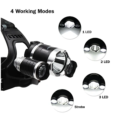 Lanterna de cap cu 3 LED reincarcabila R3000 Lanterna de cap cu 3 LED reincarcabila R3000