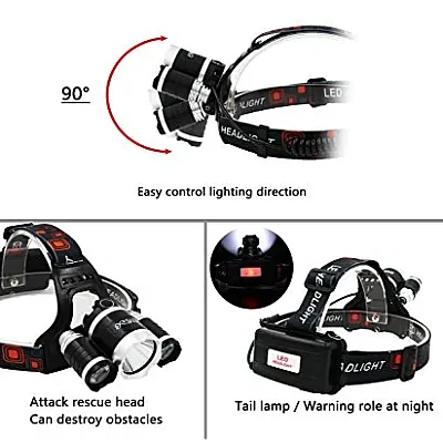 Lanterna de cap cu 3 LED reincarcabila R3000 Lanterna de cap cu 3 LED reincarcabila R3000