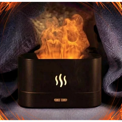 Umidificator de aer cu lumina ambientala si efect de flacara semineu 180 ml Umidificator de aer cu lumina ambientala si efect de flacara semineu 180 ml