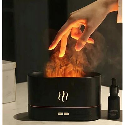 Umidificator de aer cu lumina ambientala si efect de flacara semineu 180 ml Umidificator de aer cu lumina ambientala si efect de flacara semineu 180 ml