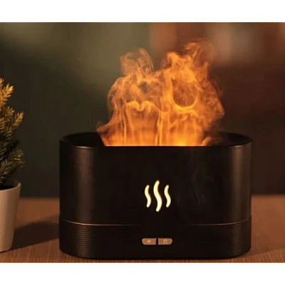 Umidificator de aer cu lumina ambientala si efect de flacara semineu 180 ml Umidificator de aer cu lumina ambientala si efect de flacara semineu 180 ml