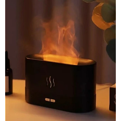 Umidificator de aer cu lumina ambientala si efect de flacara semineu 180 ml Umidificator de aer cu lumina ambientala si efect de flacara semineu 180 ml
