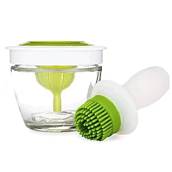 Pensula din silicon pentru ulei recipient inclus alb/verde