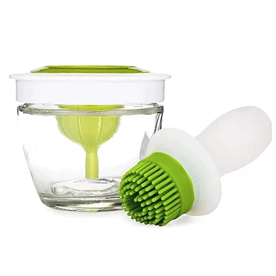 Pensula din silicon pentru ulei recipient inclus alb/verde Pensula din silicon pentru ulei recipient inclus alb/verde