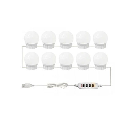 Set 10 Becuri LED pentru Oglinda de Machiaj cu 3 Moduri de Iluminare Set 10 Becuri LED pentru Oglinda de Machiaj cu 3 Moduri de Iluminare